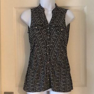 White House Black Market Printed Black Sleeveless